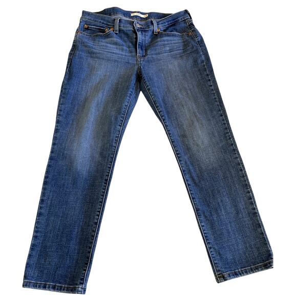 Levi's Semi Stretch Straight Leg Medium Wash Mid Rise Zip Fly Boyfriend Jeans 30 - Picture 1 of 11